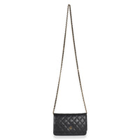 Chanel Black Quilted Caviar Classic Wallet On Chain Handbag 8