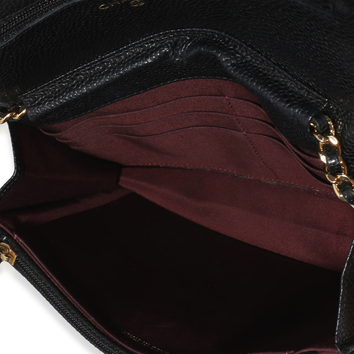Chanel Black Quilted Caviar Classic Wallet On Chain Handbag 9
