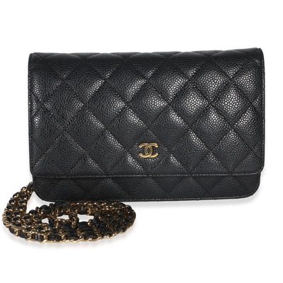 Chanel Black Quilted Caviar Classic Wallet On Chain Handbag id