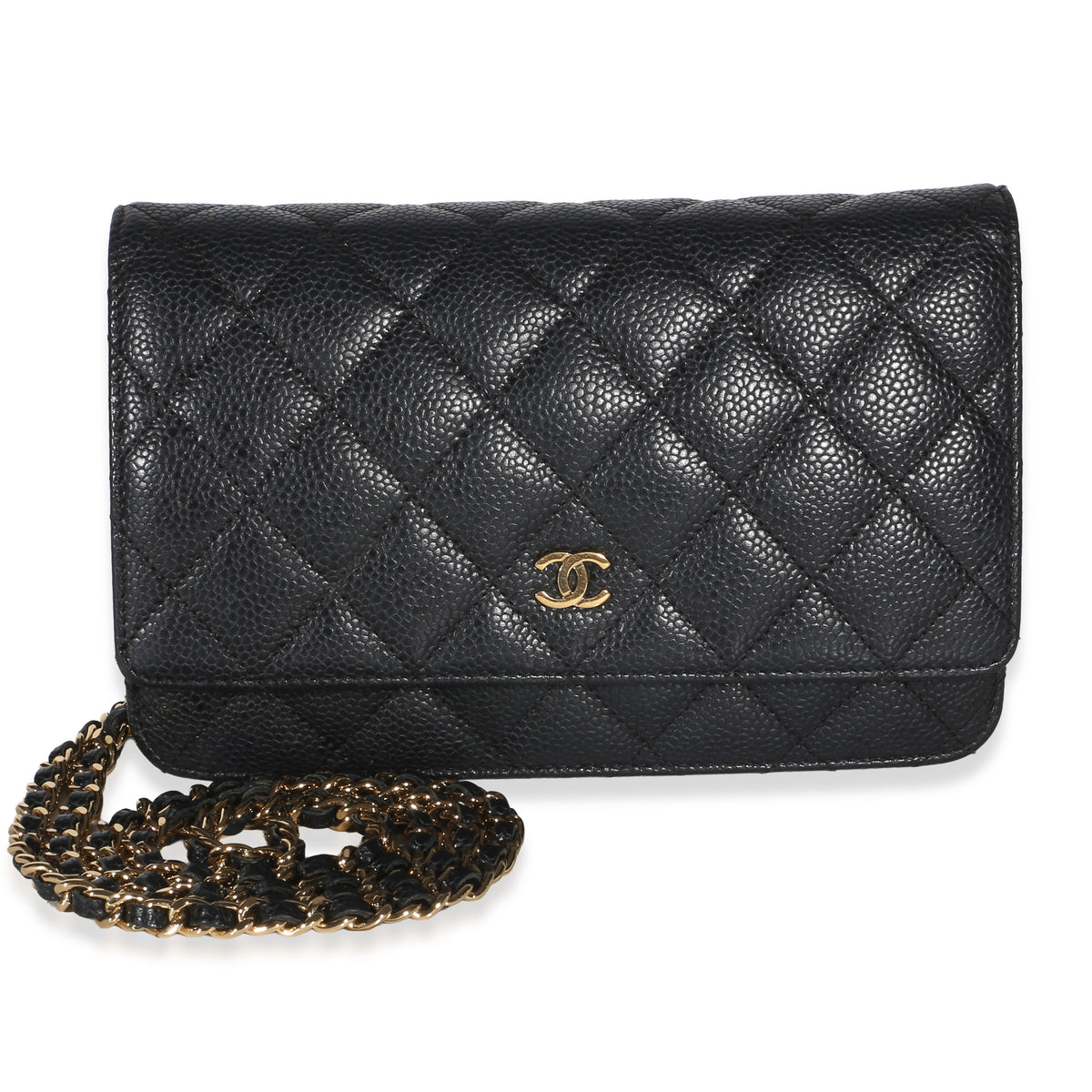 Chanel Black Quilted Caviar Classic Wallet On Chain Handbag id