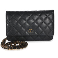 Chanel Black Quilted Caviar Classic Wallet On Chain Handbag id