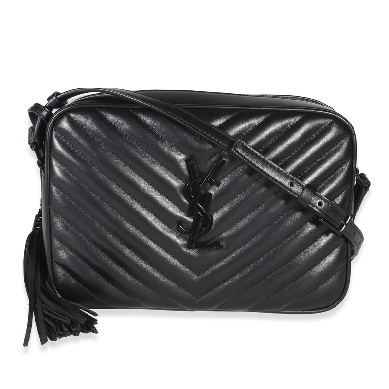 Saint Laurent Black Calfskin Matelasse Monogram Lou Camera Bag Handbag id