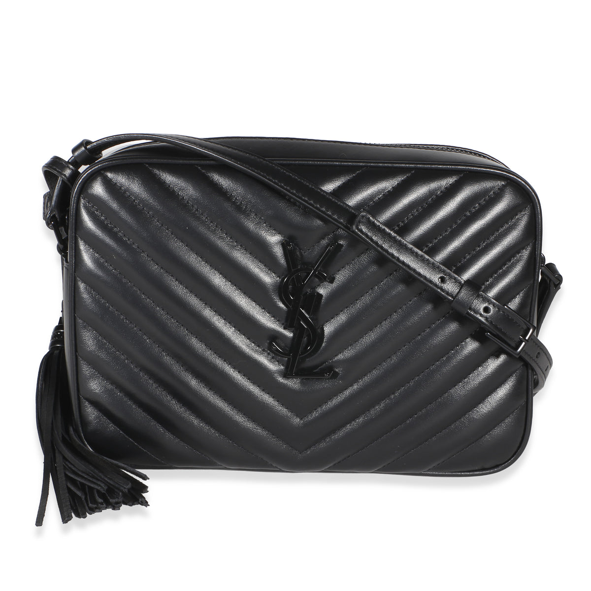 Saint Laurent Black Calfskin Matelasse Monogram Lou Camera Bag Handbag id