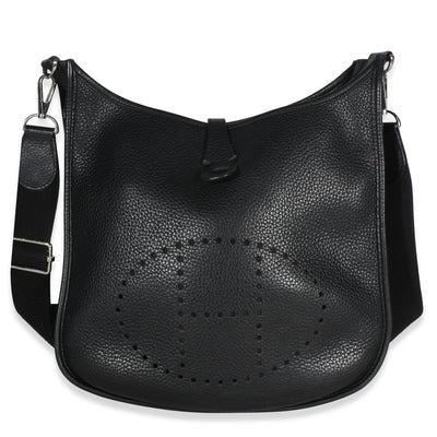 Hermès Black Clemence Evelyne III PM 29 PHW Handbag id