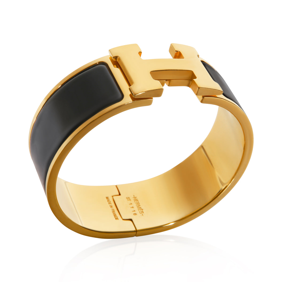 Hermès Gold Plated Clic Clac In Noir Bracelet 4