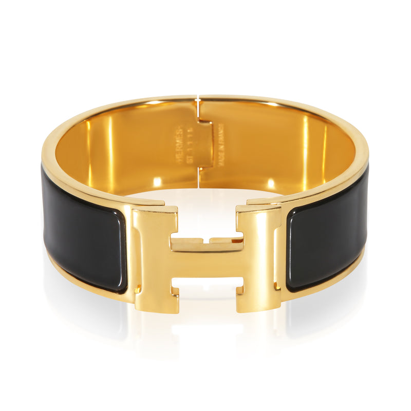 Hermès Gold Plated Clic Clac In Noir Bracelet fv
