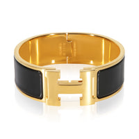 Hermès Gold Plated Clic Clac In Noir Bracelet fv