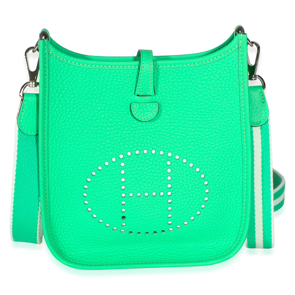 Hermès Vert Comics Clemence Mini Evelyne 16 TPM PHW Handbag fv