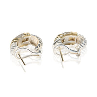 David Yurman Yellow Gold & Sterling Silver Diamond Metro Shrimp Earrings 5