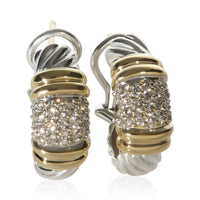 David Yurman Yellow Gold & Sterling Silver Diamond Metro Shrimp Earrings fv