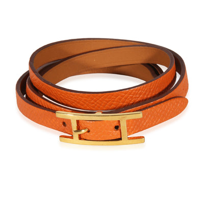 Hermès Gold Plated Behapi Triple Tour Bracelet fv