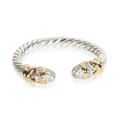 David Yurman Yellow Gold & Sterling Silver Diamond Petite Helena Ring fv