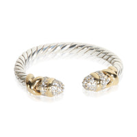 David Yurman Yellow Gold & Sterling Silver Diamond Petite Helena Ring fv