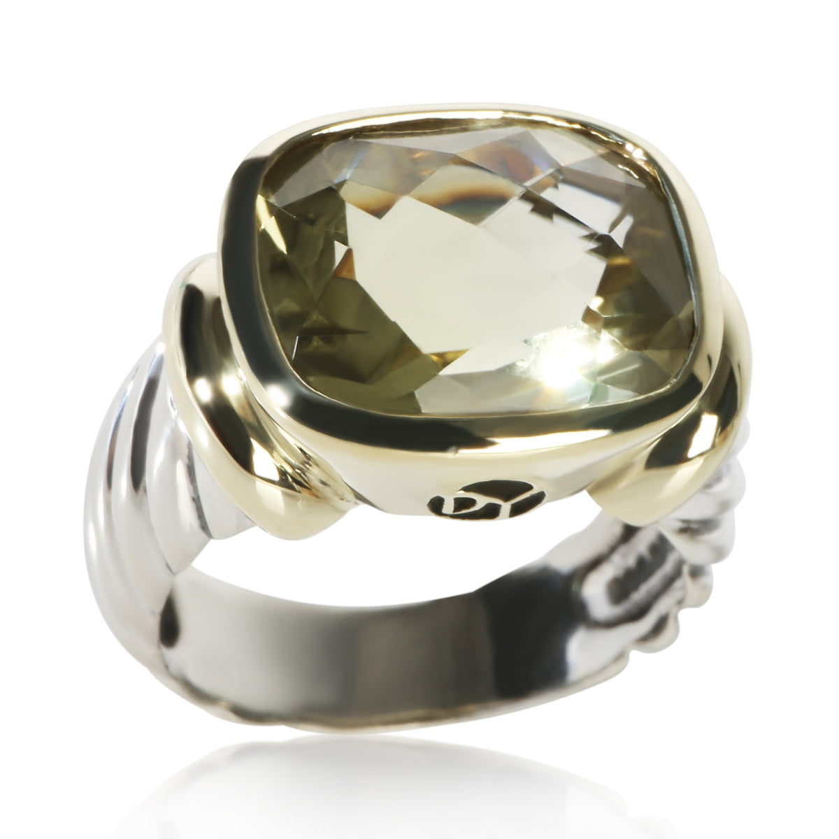David Yurman Yellow Gold & Sterling Silver Quartz Noblesse Ring 4