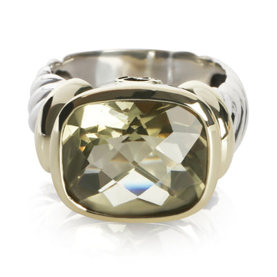 David Yurman Yellow Gold & Sterling Silver Quartz Noblesse Ring fv