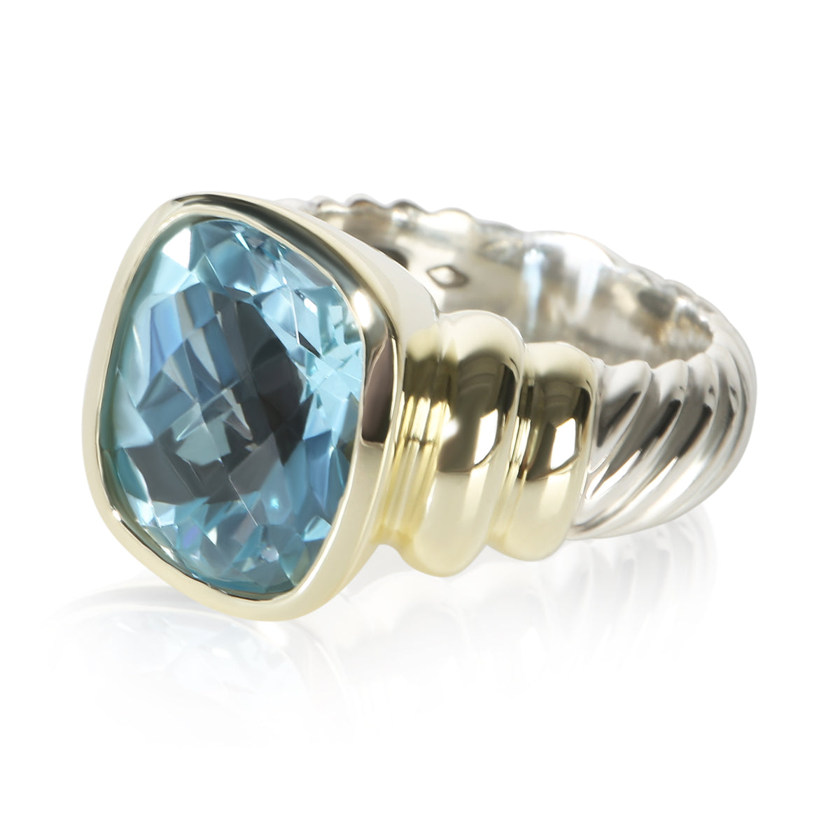 David Yurman Yellow Gold & Sterling Silver Topaz Noblesse Ring 2