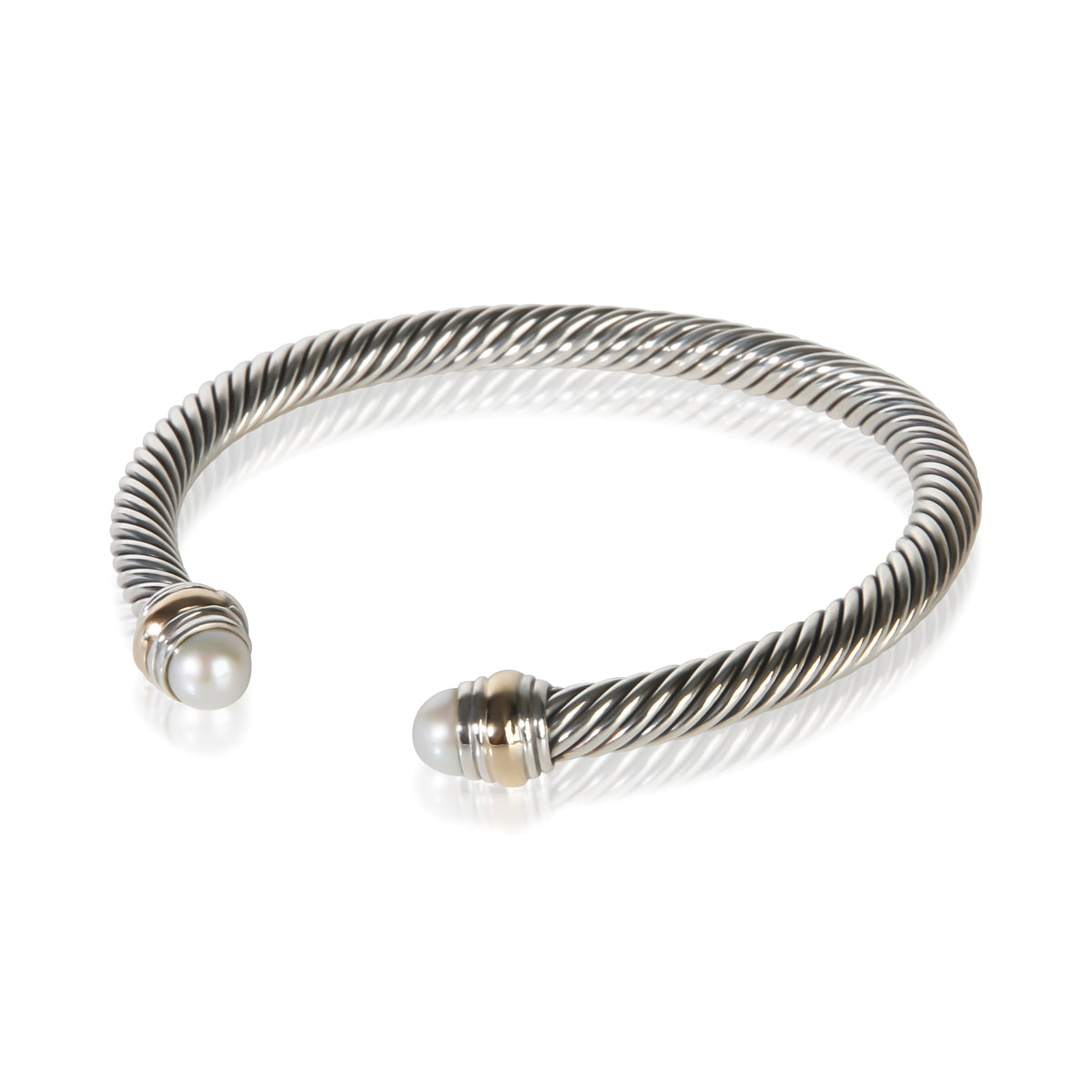 David Yurman Yellow Gold & Sterling Silver Pearl Cable Classic Bracelet 2