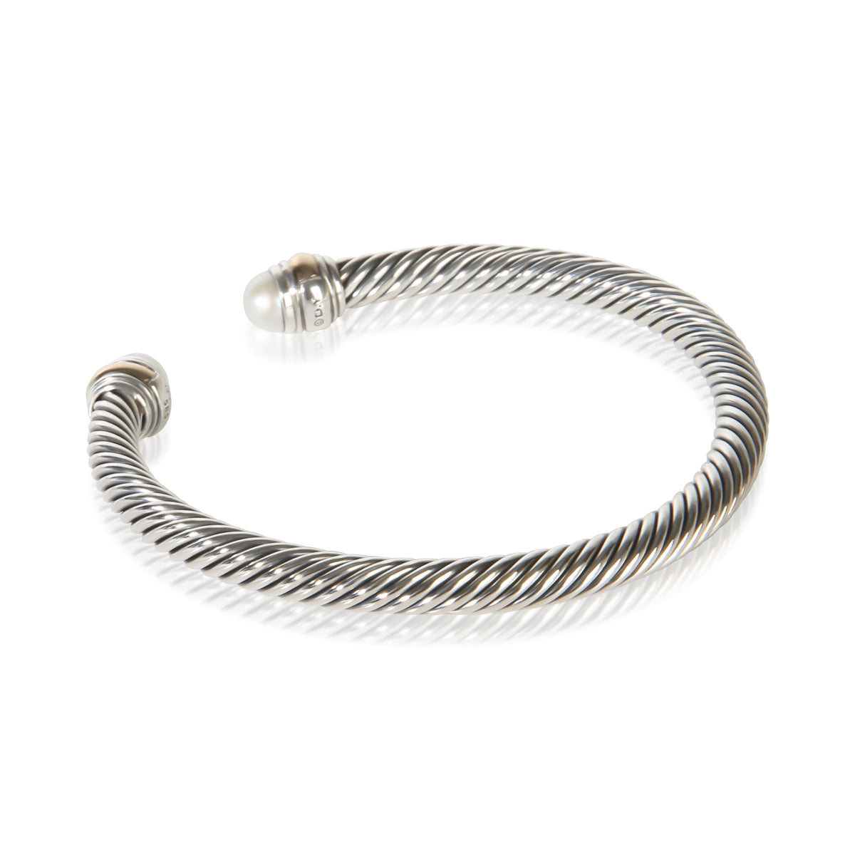 David Yurman Yellow Gold & Sterling Silver Pearl Cable Classic Bracelet 3