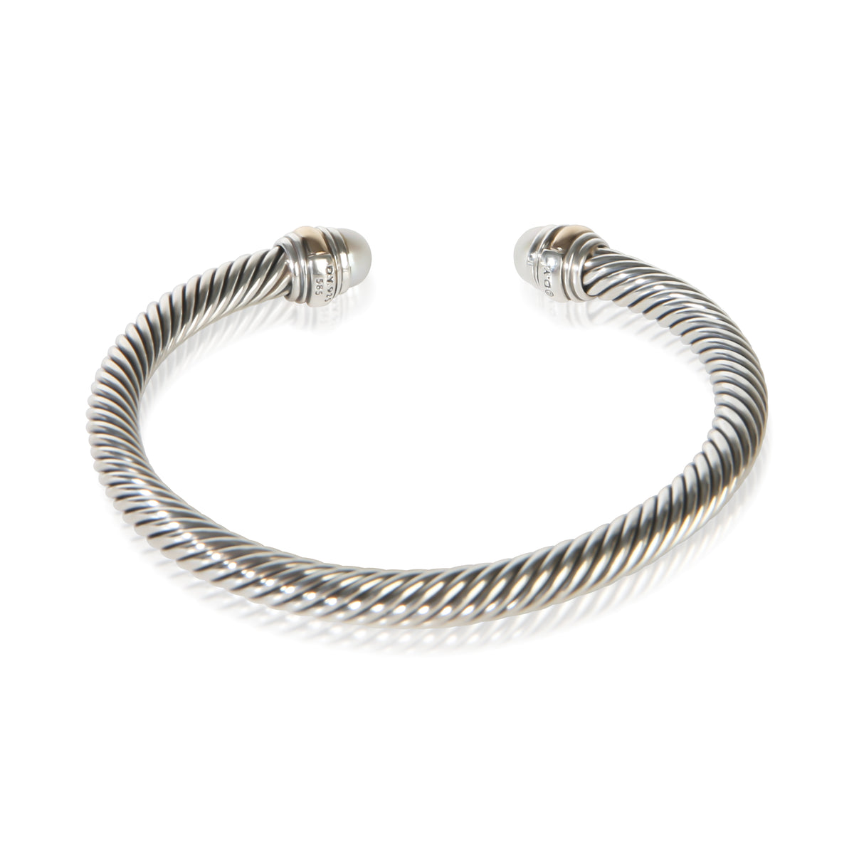 David Yurman Yellow Gold & Sterling Silver Pearl Cable Classic Bracelet 4