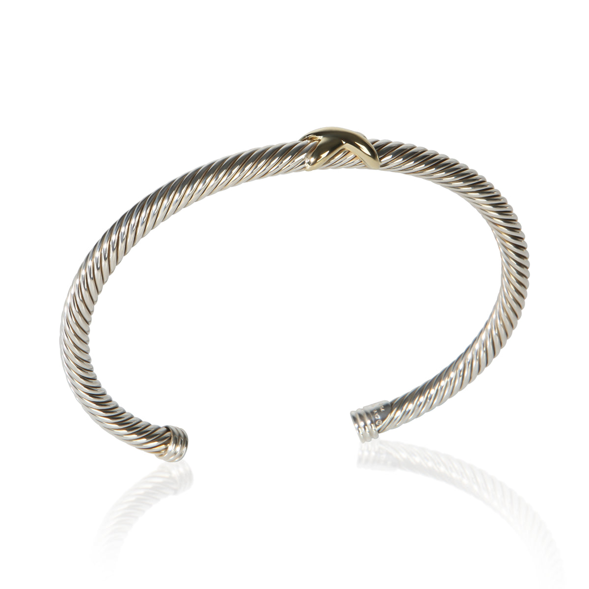 David Yurman Yellow Gold & Sterling Silver Cable X Bracelet 4