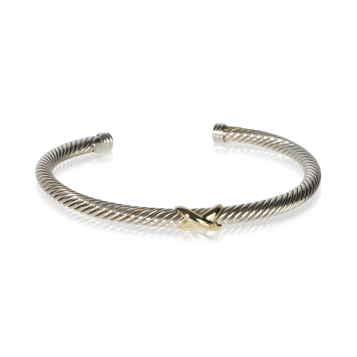 David Yurman Yellow Gold & Sterling Silver Cable X Bracelet fv