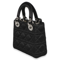 Christian Dior Black Satin Cannage Swarovski Crystal Embellished Mini Lady Dior Handbag 2
