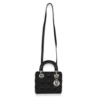 Christian Dior Black Satin Cannage Swarovski Crystal Embellished Mini Lady Dior Handbag 8