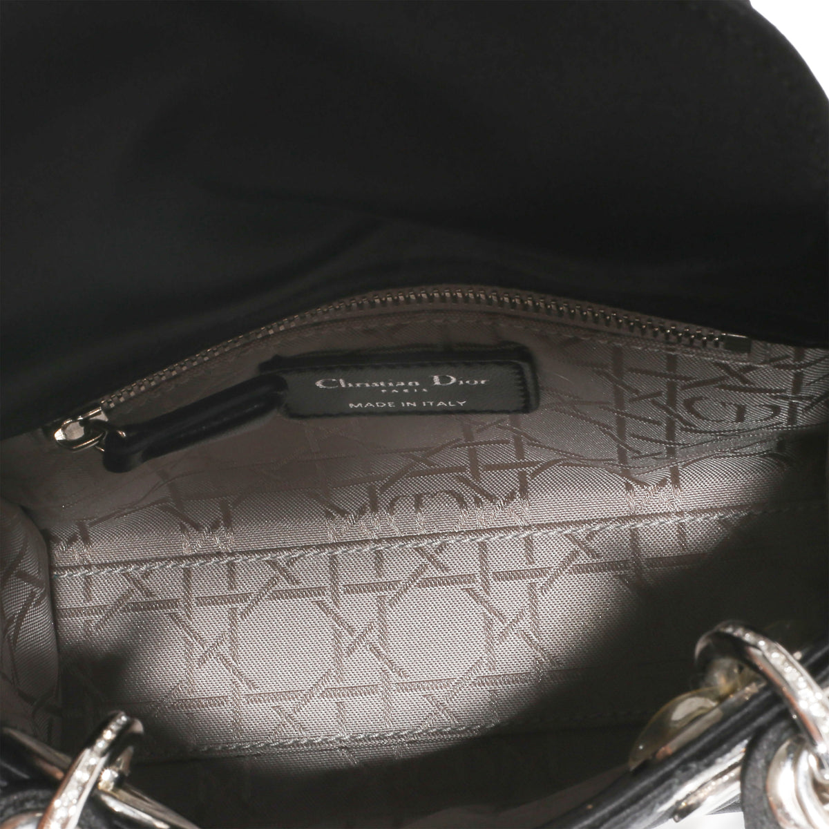 Christian Dior Black Satin Cannage Swarovski Crystal Embellished Mini Lady Dior Handbag 9