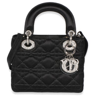 Christian Dior Black Satin Cannage Swarovski Crystal Embellished Mini Lady Dior Handbag id