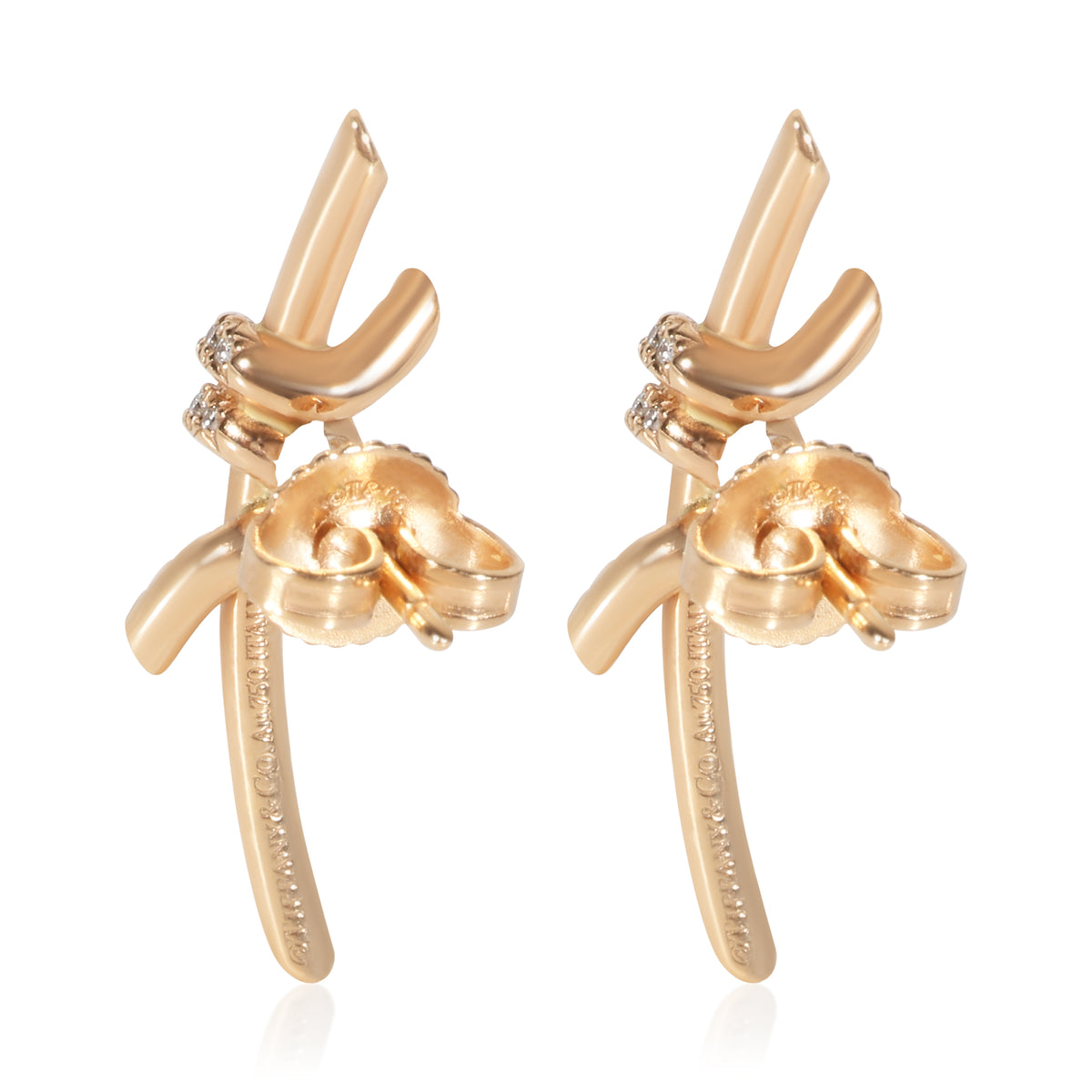 Tiffany & Co. Rose Gold Diamond Knot Earrings 3