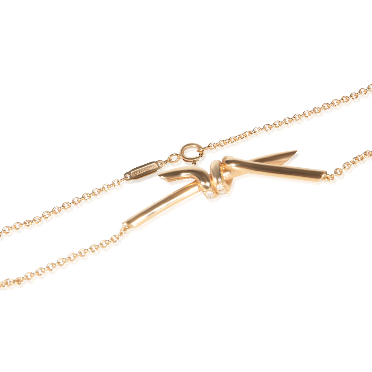 Tiffany & Co. Rose Gold Diamond Knot Necklace 2