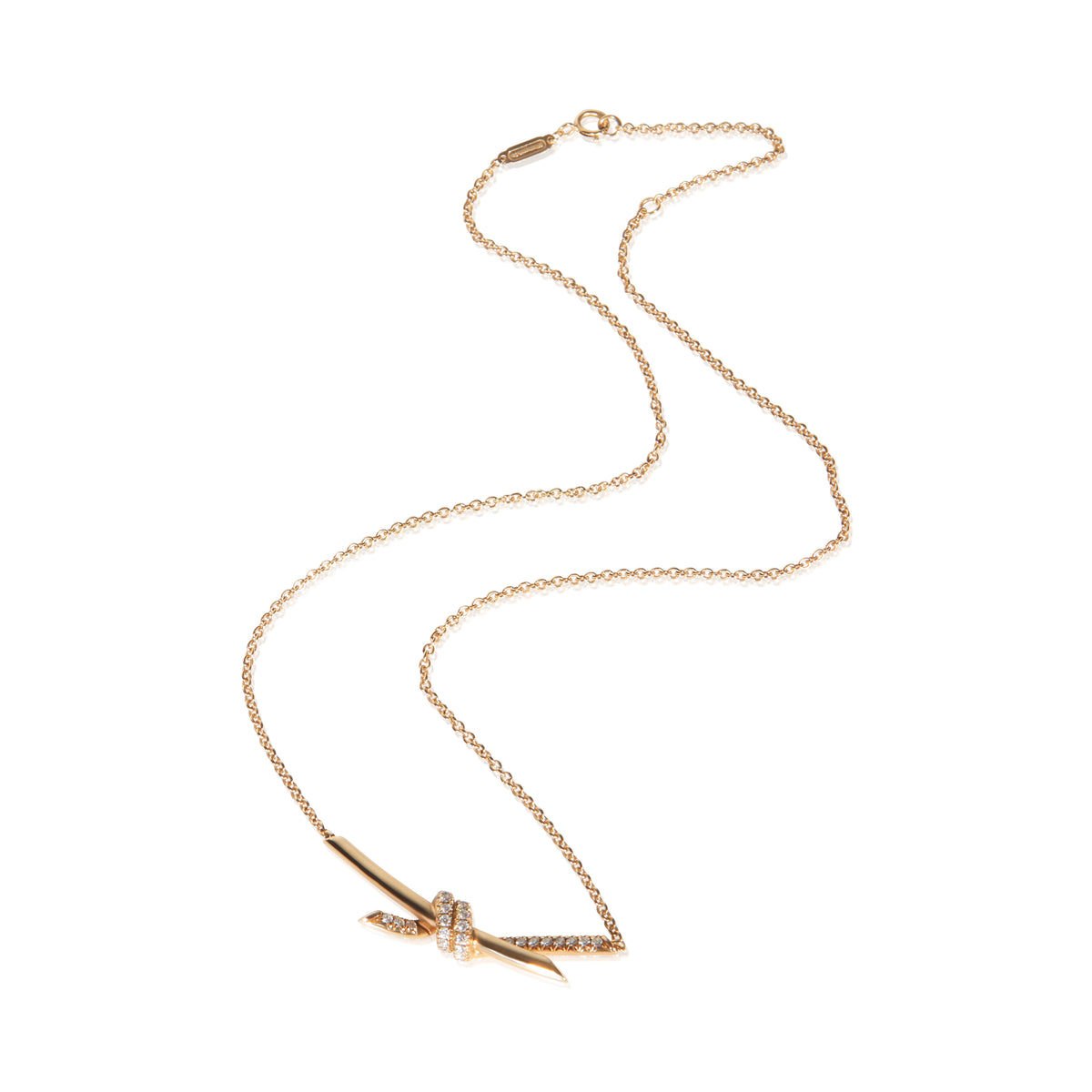 Tiffany & Co. Rose Gold Diamond Knot Necklace 3