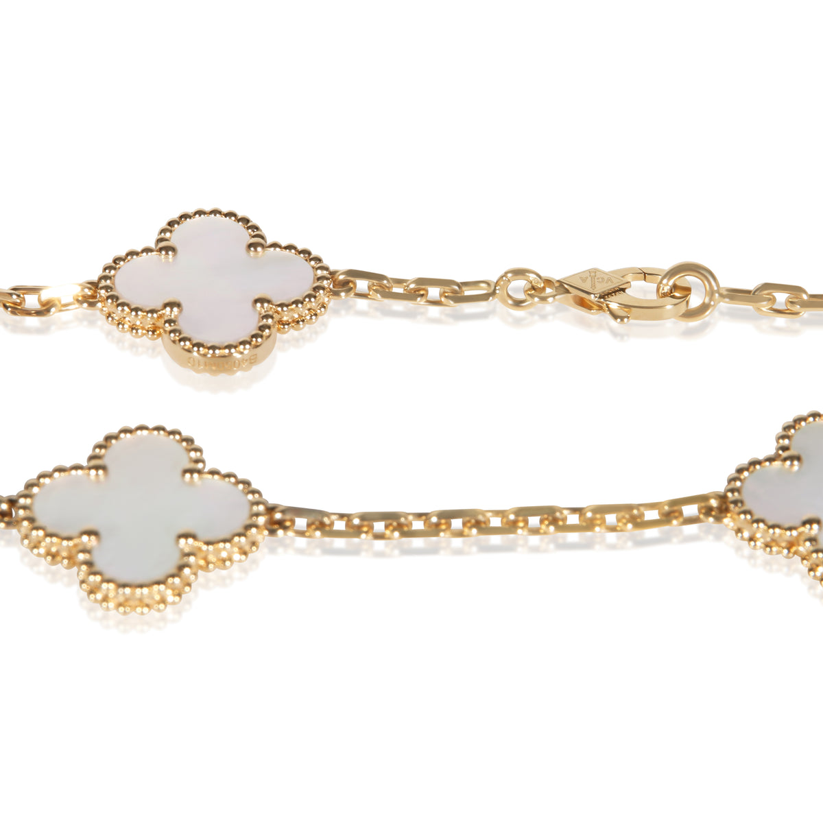 Van Cleef & Arpels Yellow Gold Mother Of Pearl Vintage Alhambra Necklace 2