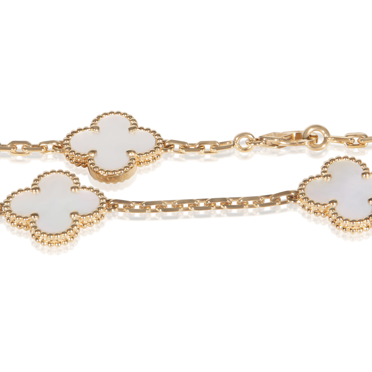 Van Cleef & Arpels Yellow Gold Mother Of Pearl Vintage Alhambra Necklace 3
