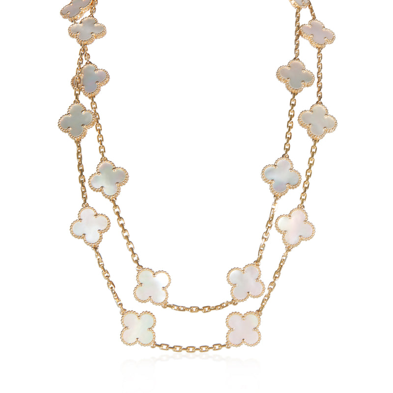 Van Cleef & Arpels Yellow Gold Mother Of Pearl Vintage Alhambra Necklace fv
