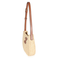 Celine Natural Raffia Calfskin Triomphe Medium Tilly Shoulder Bag Handbag 2