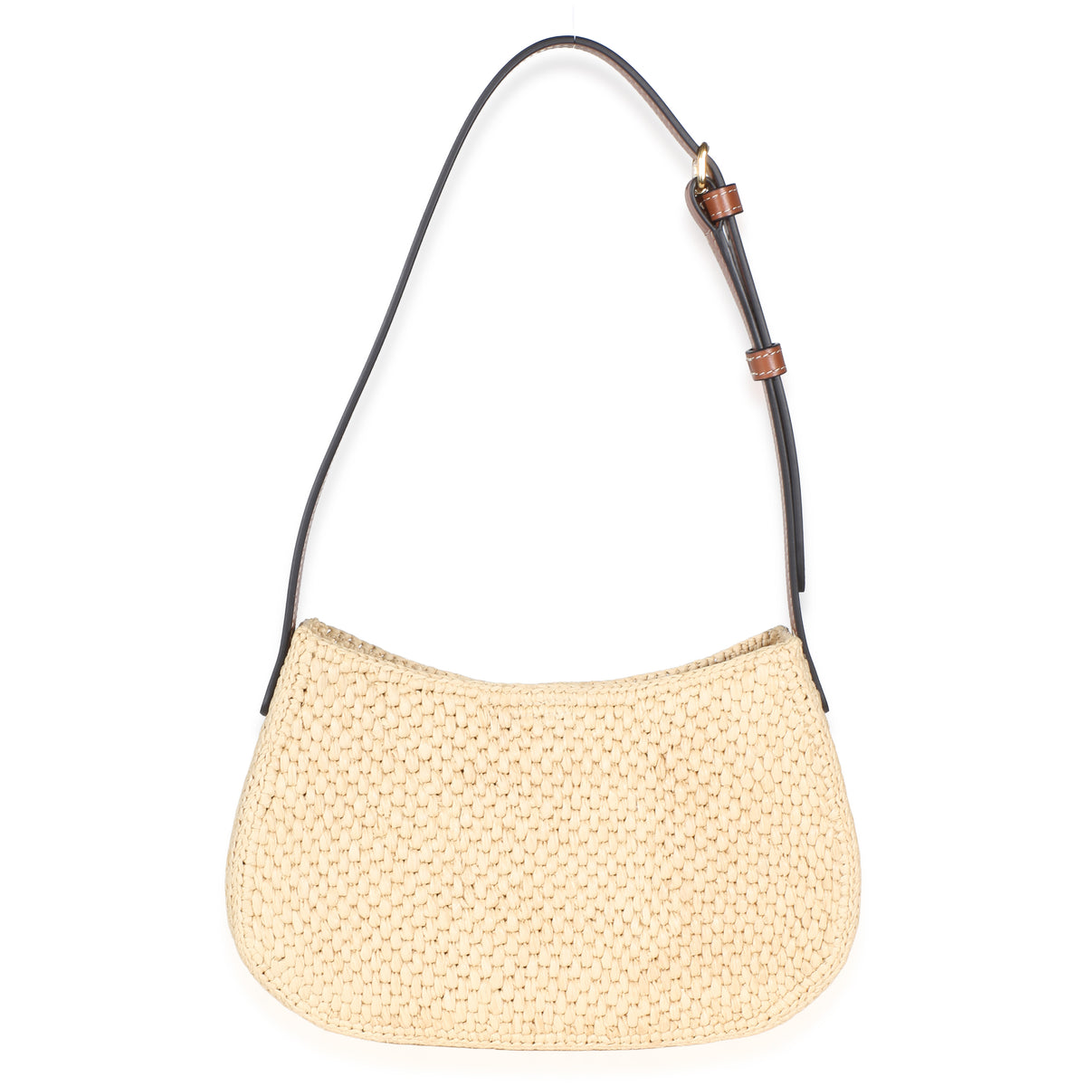 Celine Natural Raffia Calfskin Triomphe Medium Tilly Shoulder Bag Handbag 4