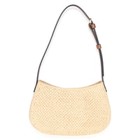 Celine Natural Raffia Calfskin Triomphe Medium Tilly Shoulder Bag Handbag 4