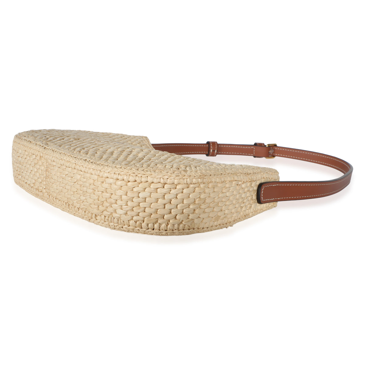 Celine Natural Raffia Calfskin Triomphe Medium Tilly Shoulder Bag Handbag 6