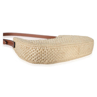 Celine Natural Raffia Calfskin Triomphe Medium Tilly Shoulder Bag Handbag 7