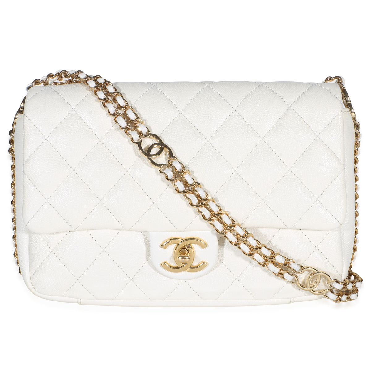 Chanel White Quilted Caviar CC You Flap Bag Handbag id