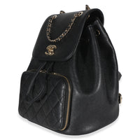 Chanel Black Quilted Caviar Business Affinity Backpack Handbag 2