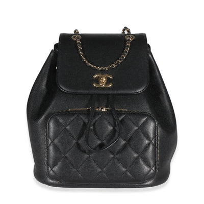 Chanel Black Quilted Caviar Business Affinity Backpack Handbag fv