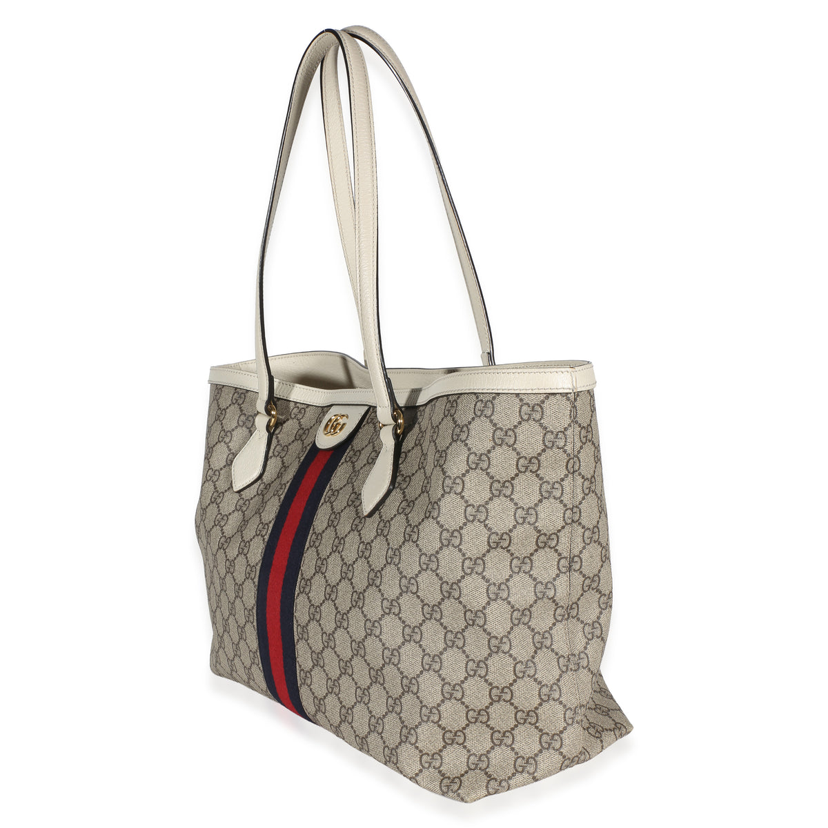Gucci Cream GG Supreme Canvas Medium Ophidia Tote Handbag 2