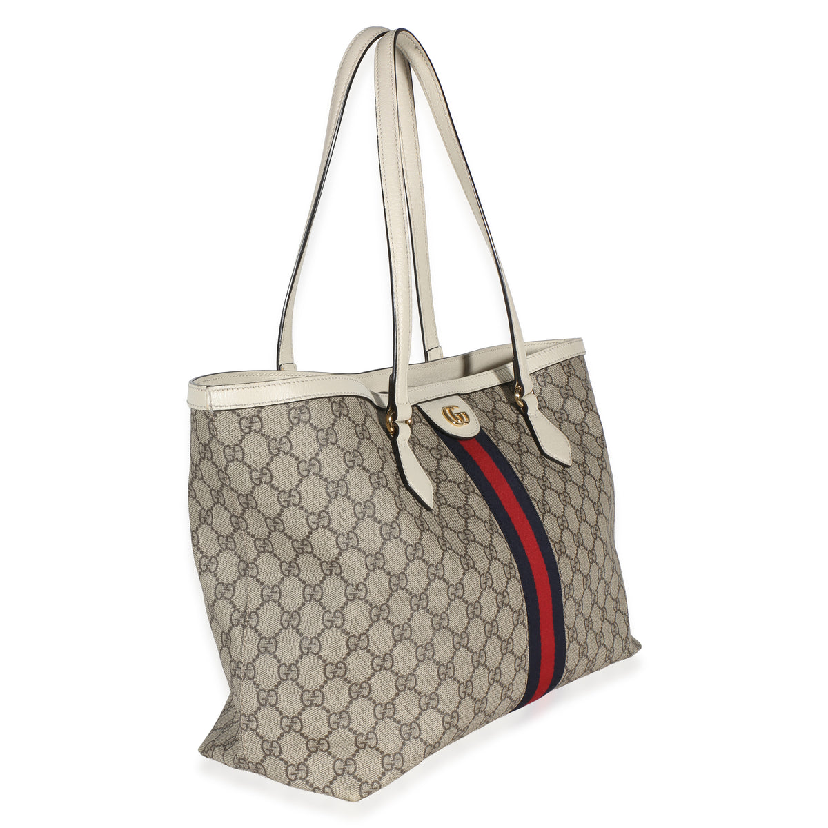 Gucci Cream GG Supreme Canvas Medium Ophidia Tote Handbag 3