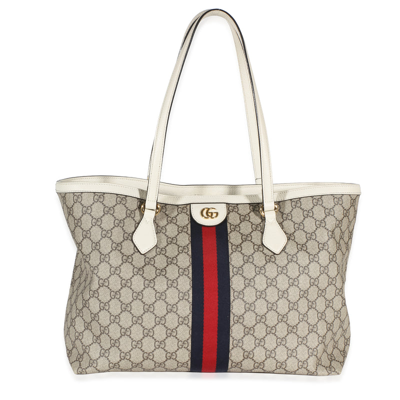 Gucci Cream GG Supreme Canvas Medium Ophidia Tote Handbag id