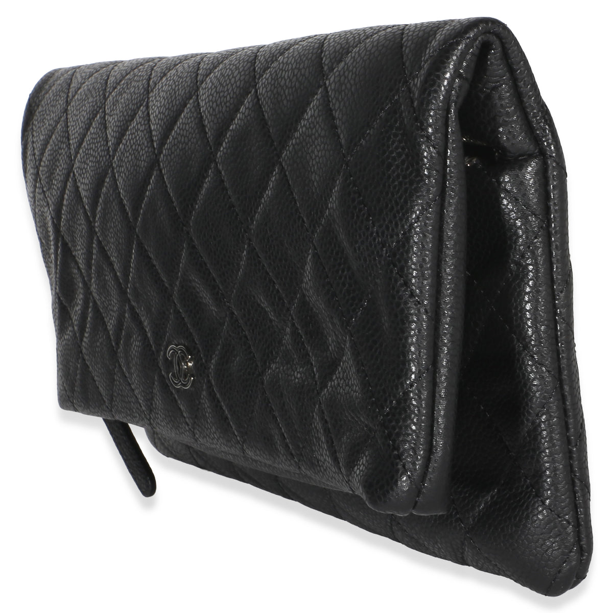 Chanel Black Quilted Caviar CC Beauty Clutch Handbag 2