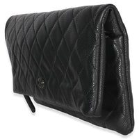 Chanel Black Quilted Caviar CC Beauty Clutch Handbag 2