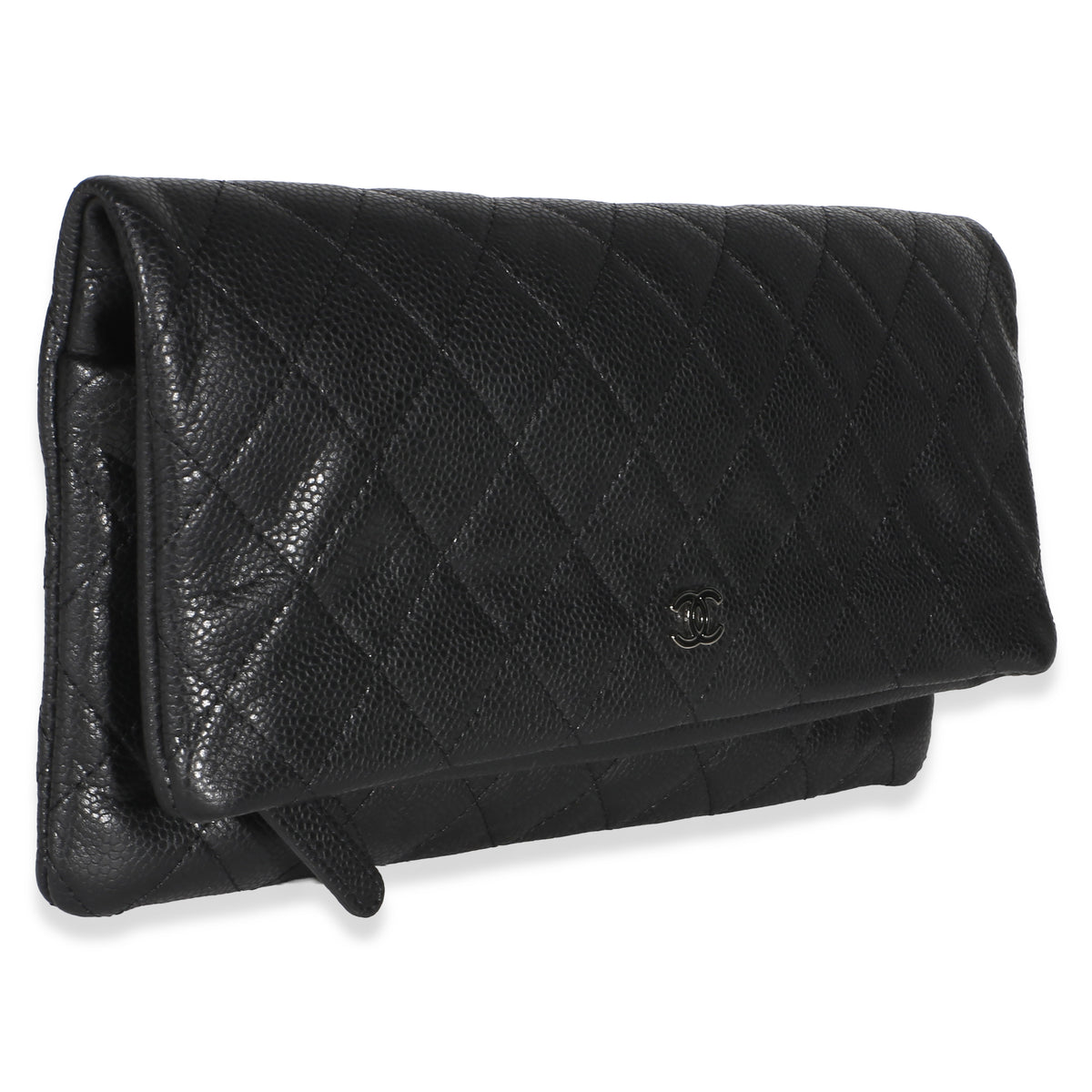 Chanel Black Quilted Caviar CC Beauty Clutch Handbag 3