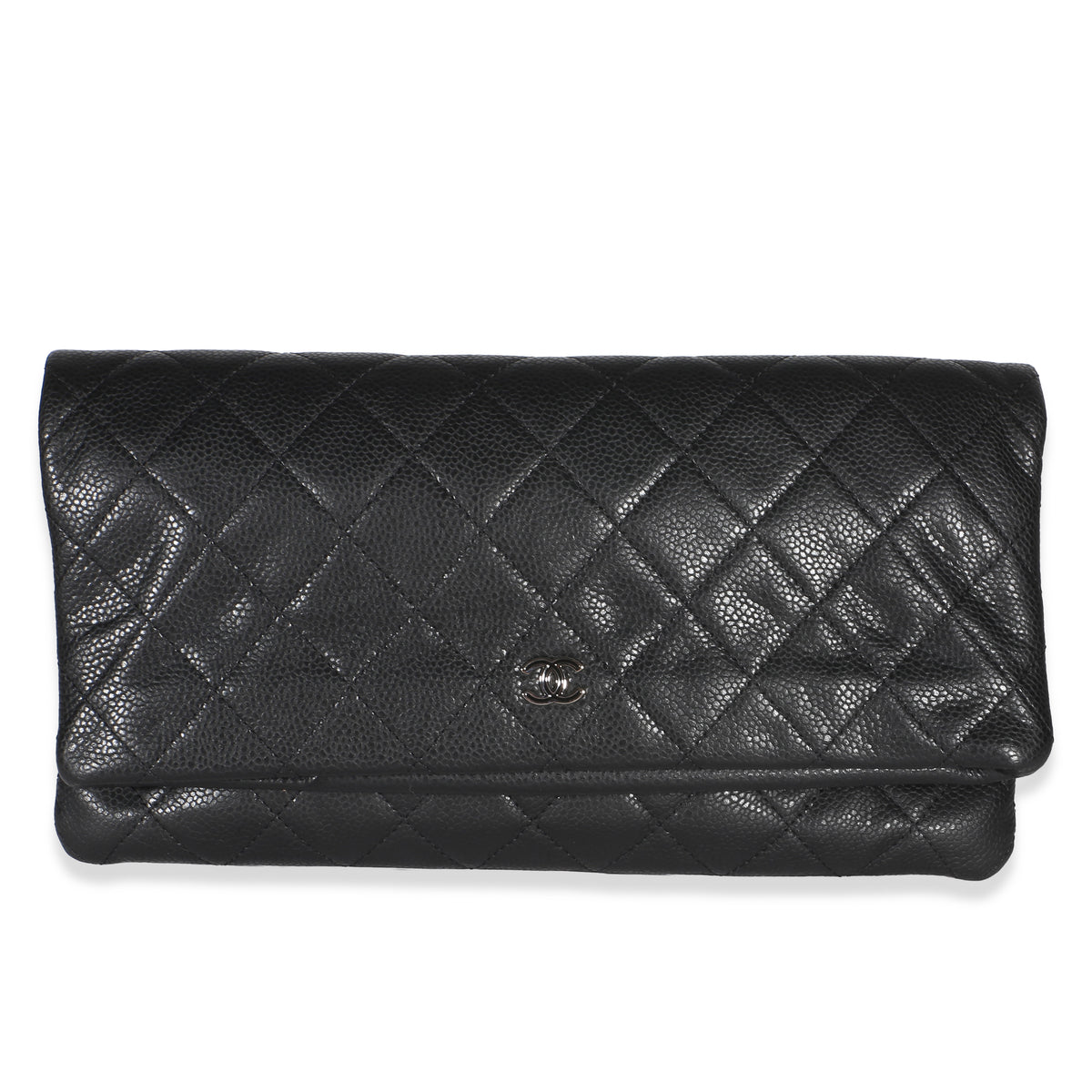 Chanel Black Quilted Caviar CC Beauty Clutch Handbag fv